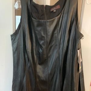 *New Plus Sz 18W Faux Leather Black Dress